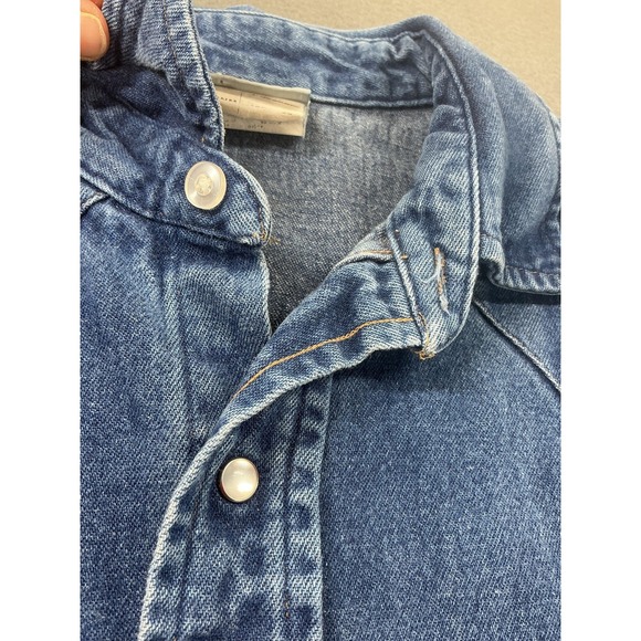 Vintage Carhartt Shirt Mens Medium Blue Denim Western Pearl Snap Made USA - Picture 4 of 11